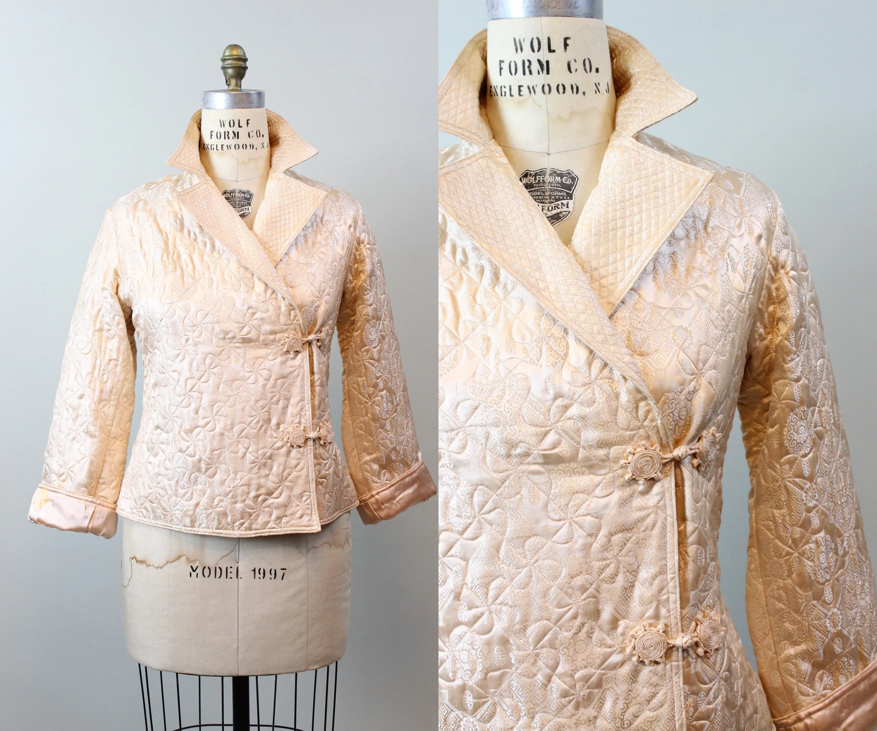 1940s ASIAN QUILTED bed jacket lingerie medium | new winter