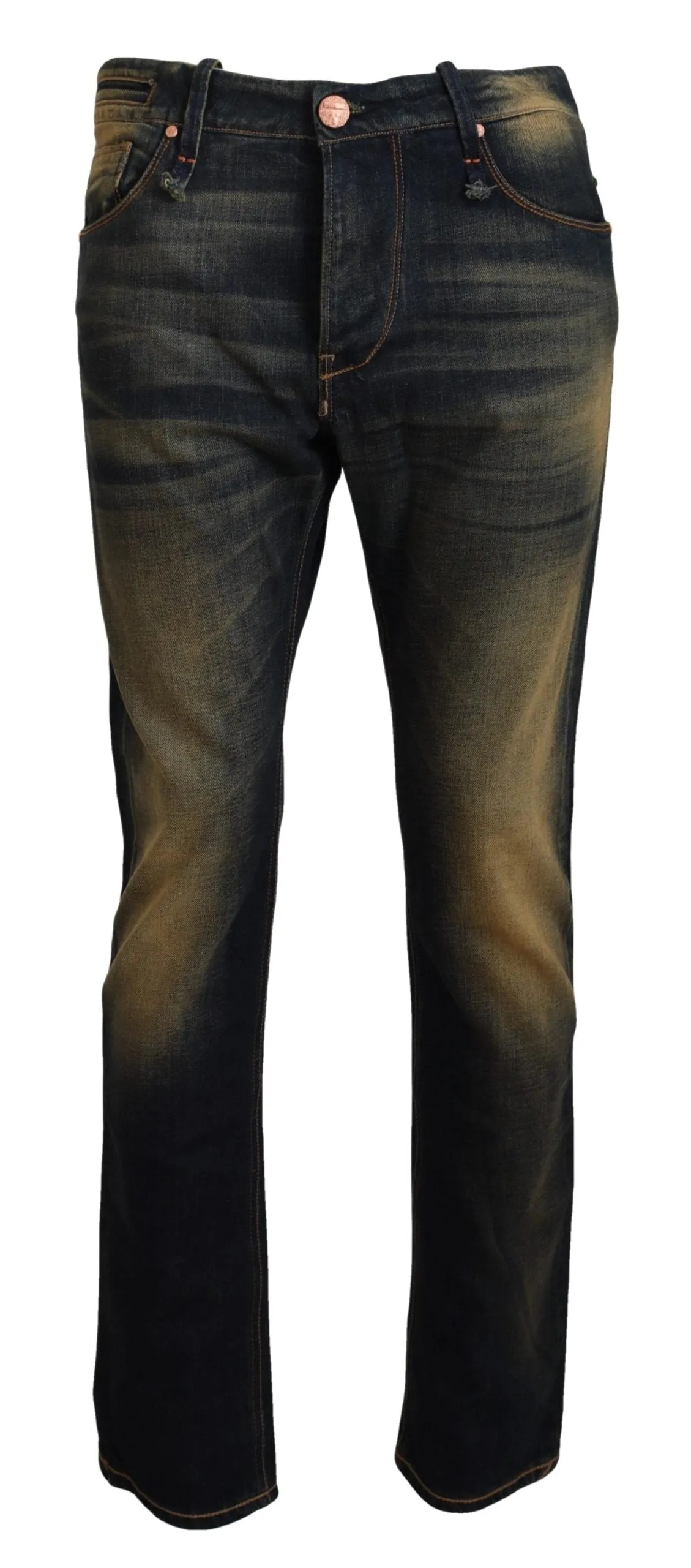 Acht Blue Wash Cotton Denim Slim Fit s Jeans