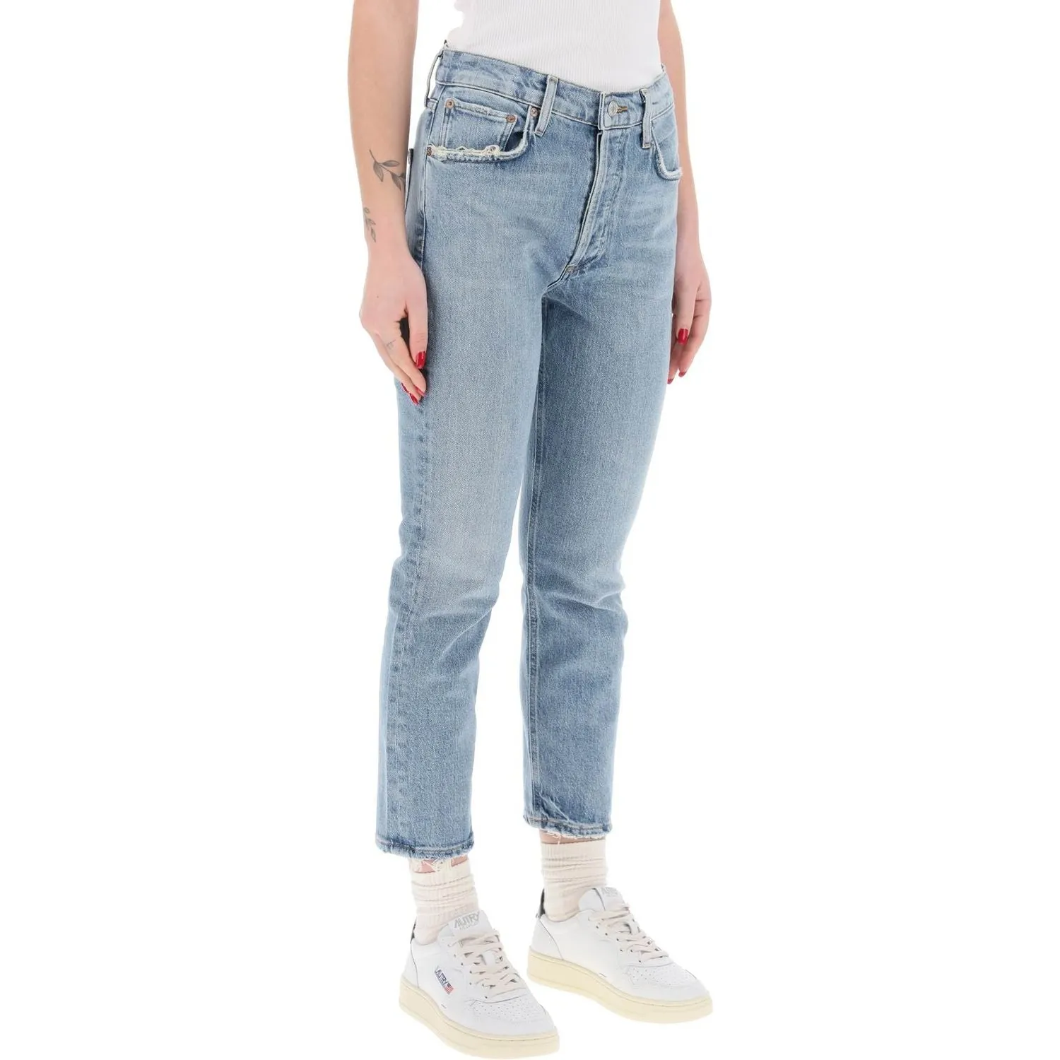 Agolde high-waisted straight cropped jeans in the