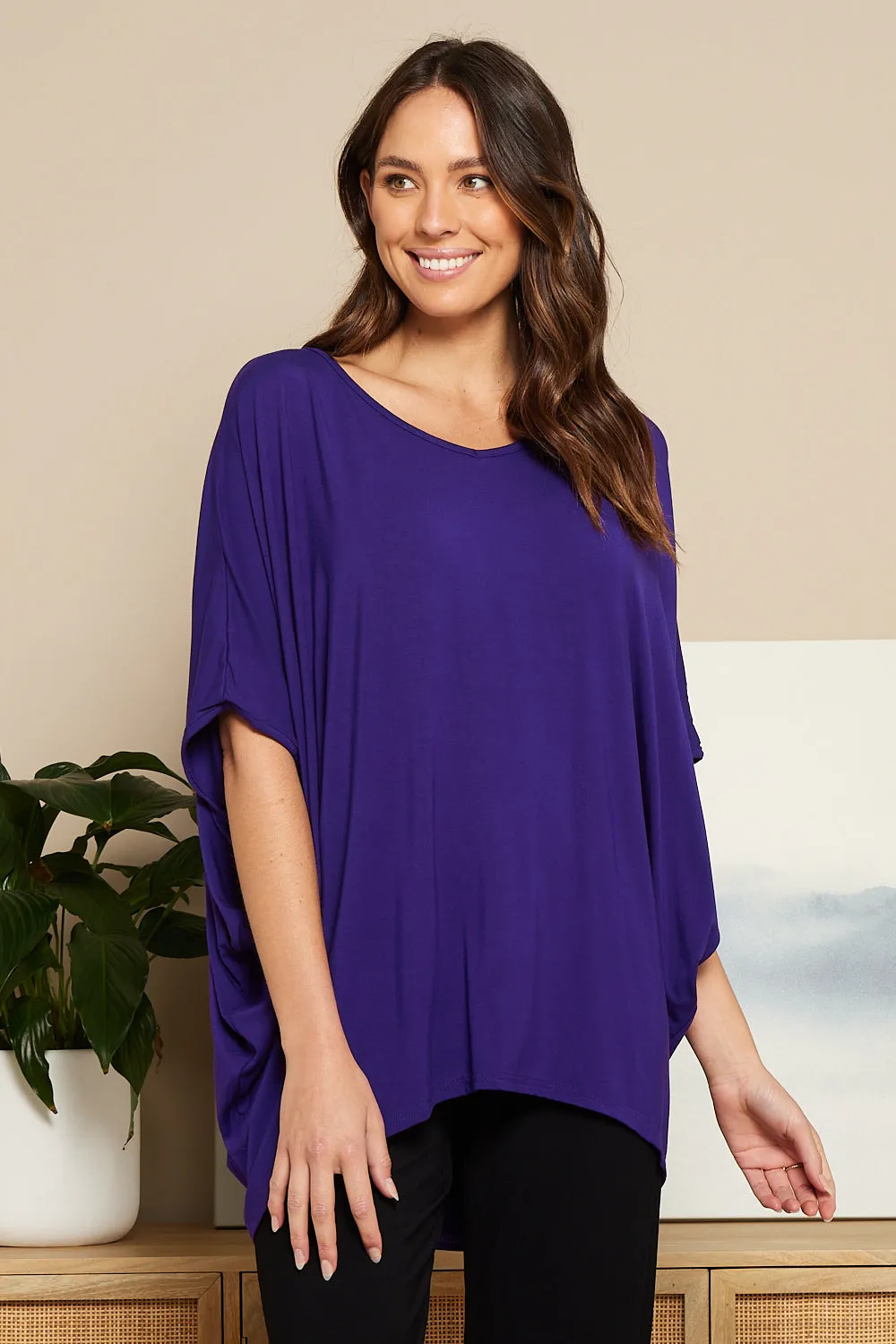 Alana Bamboo Top - Eggplant