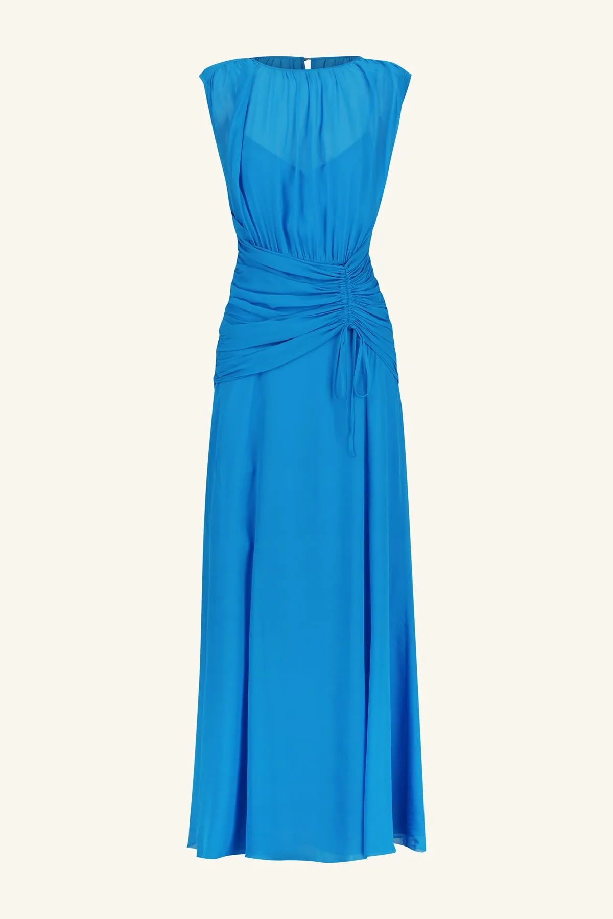 AMINA HIGH NECK MAXI DRESS - AQUA