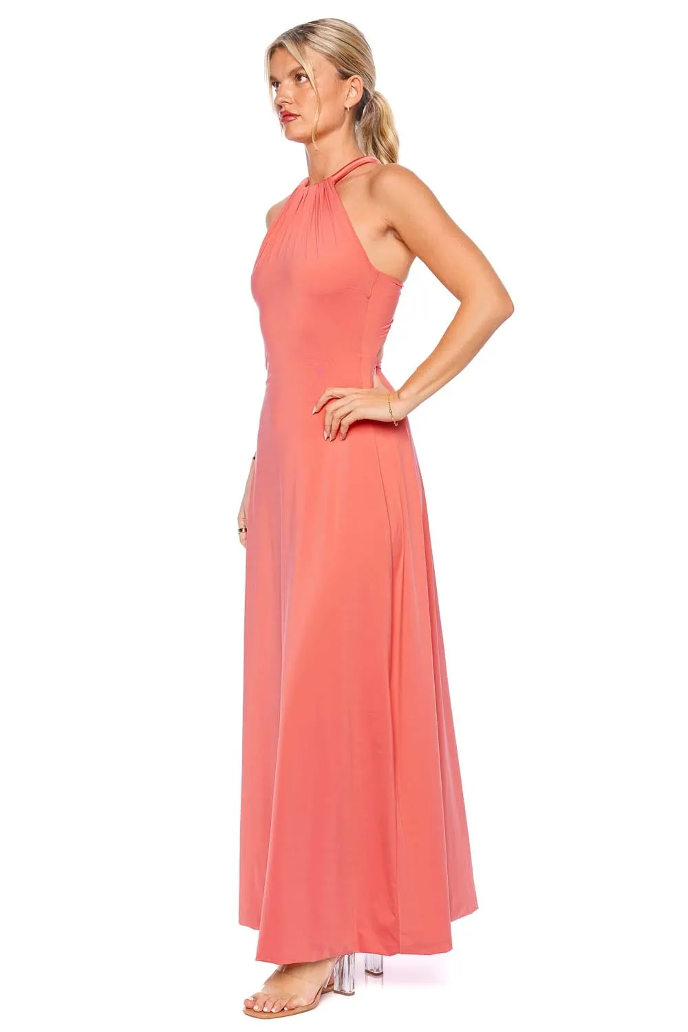 Atlaua Tropical Pink Knotted Maxi Dress