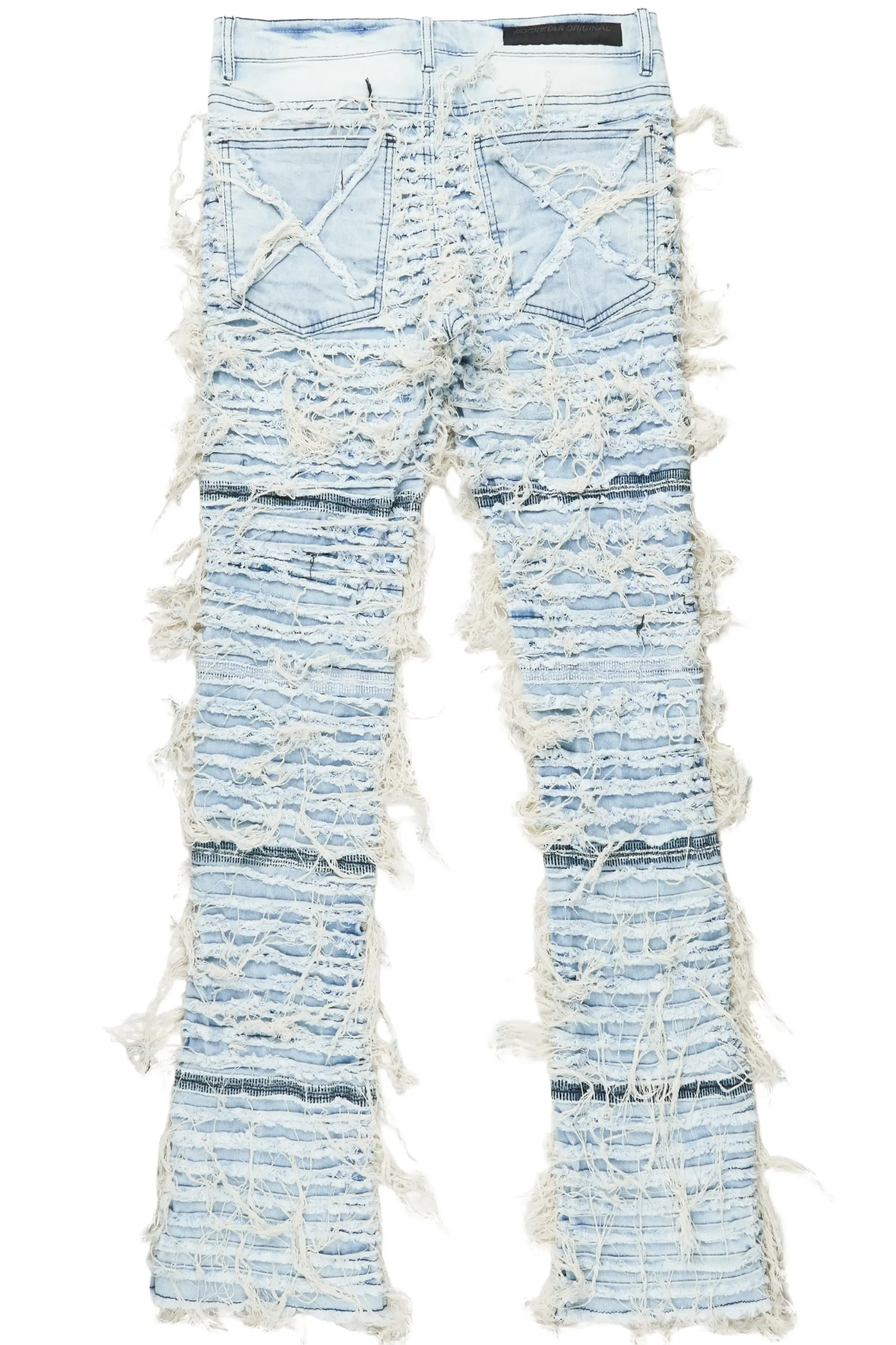 Ayan Blue Distressed Stacked Flare Jeans