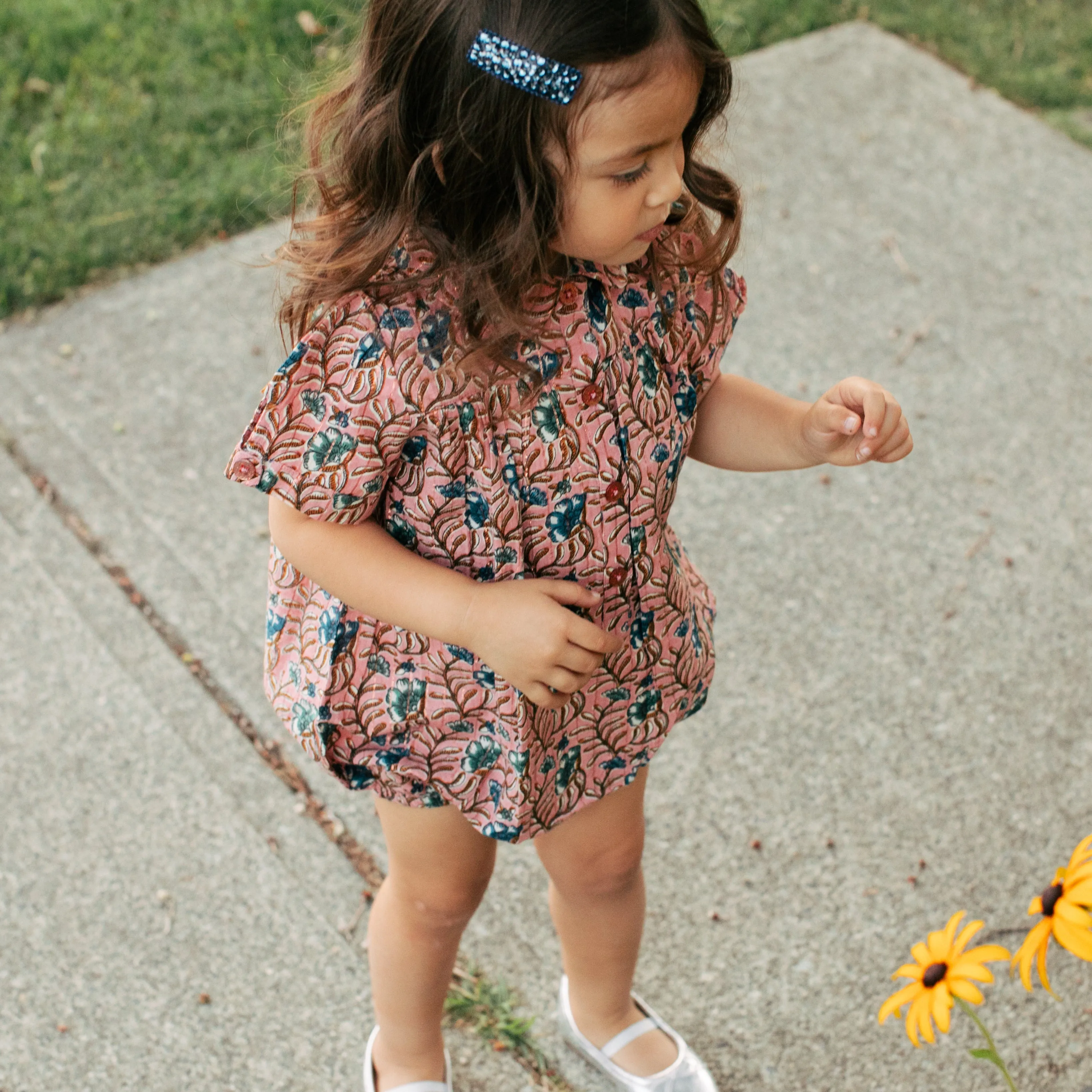 Baby Girls Petal Collar Bodysuit- Mauveglow Vine Floral