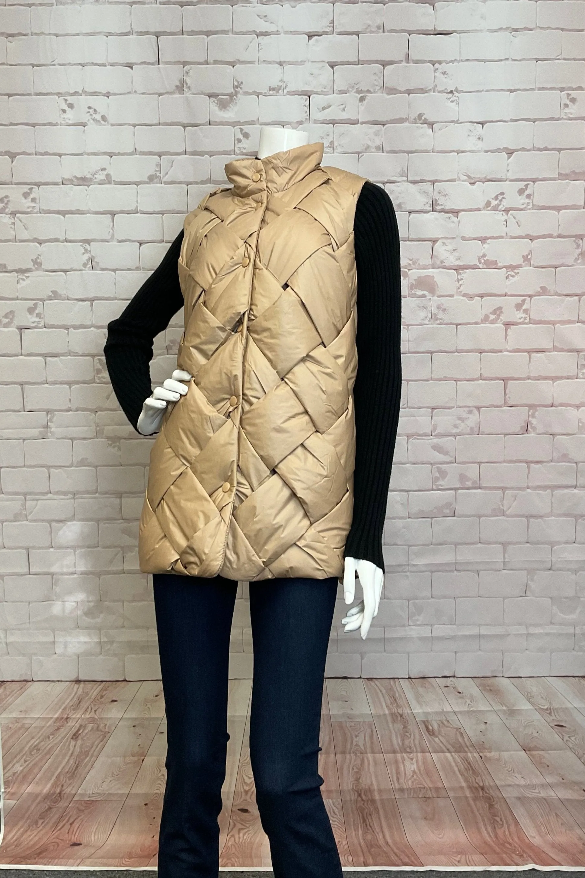 BASKET WEAVE PUFFY VEST