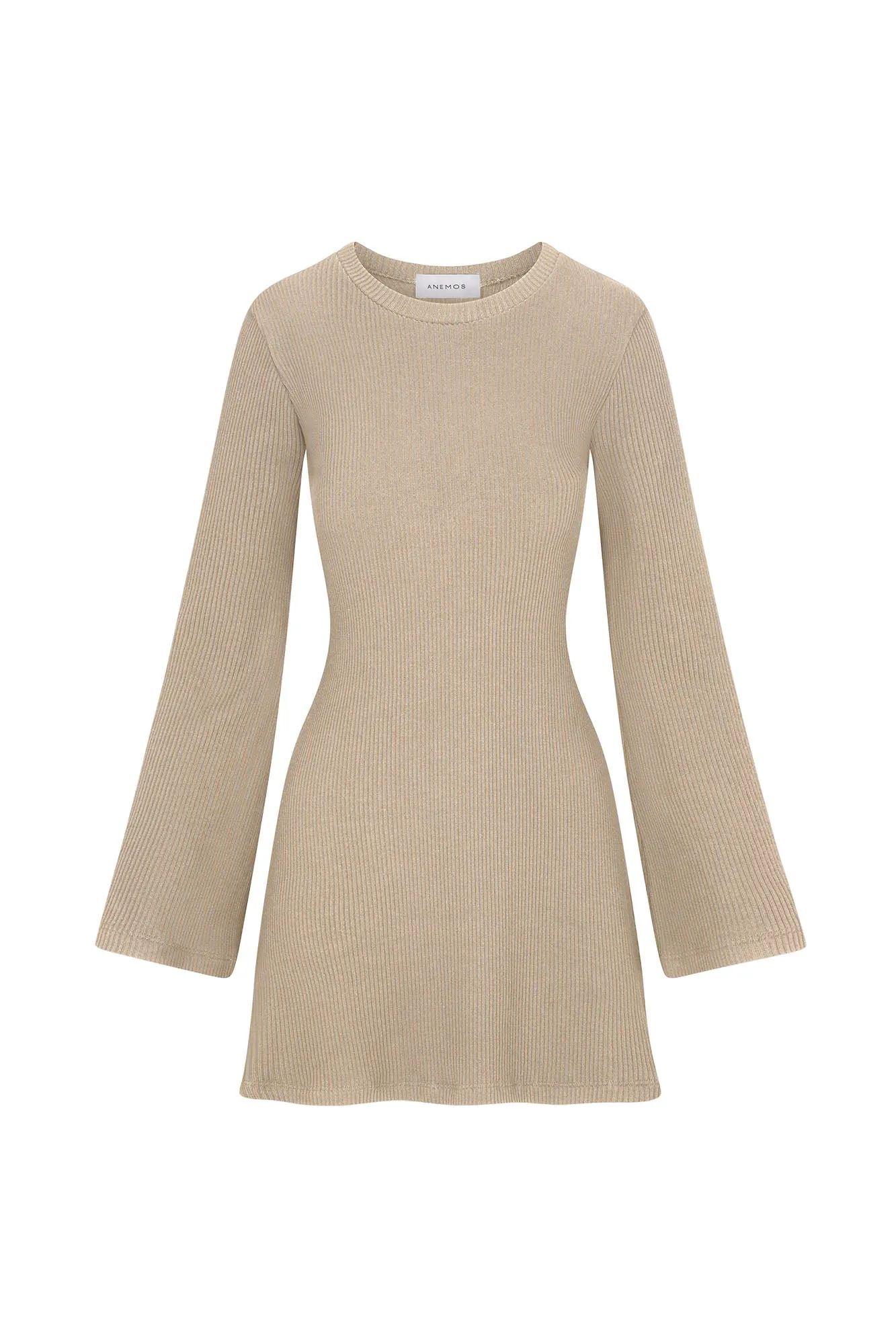 Bell Sleeve Mini Dress in Rib Knit