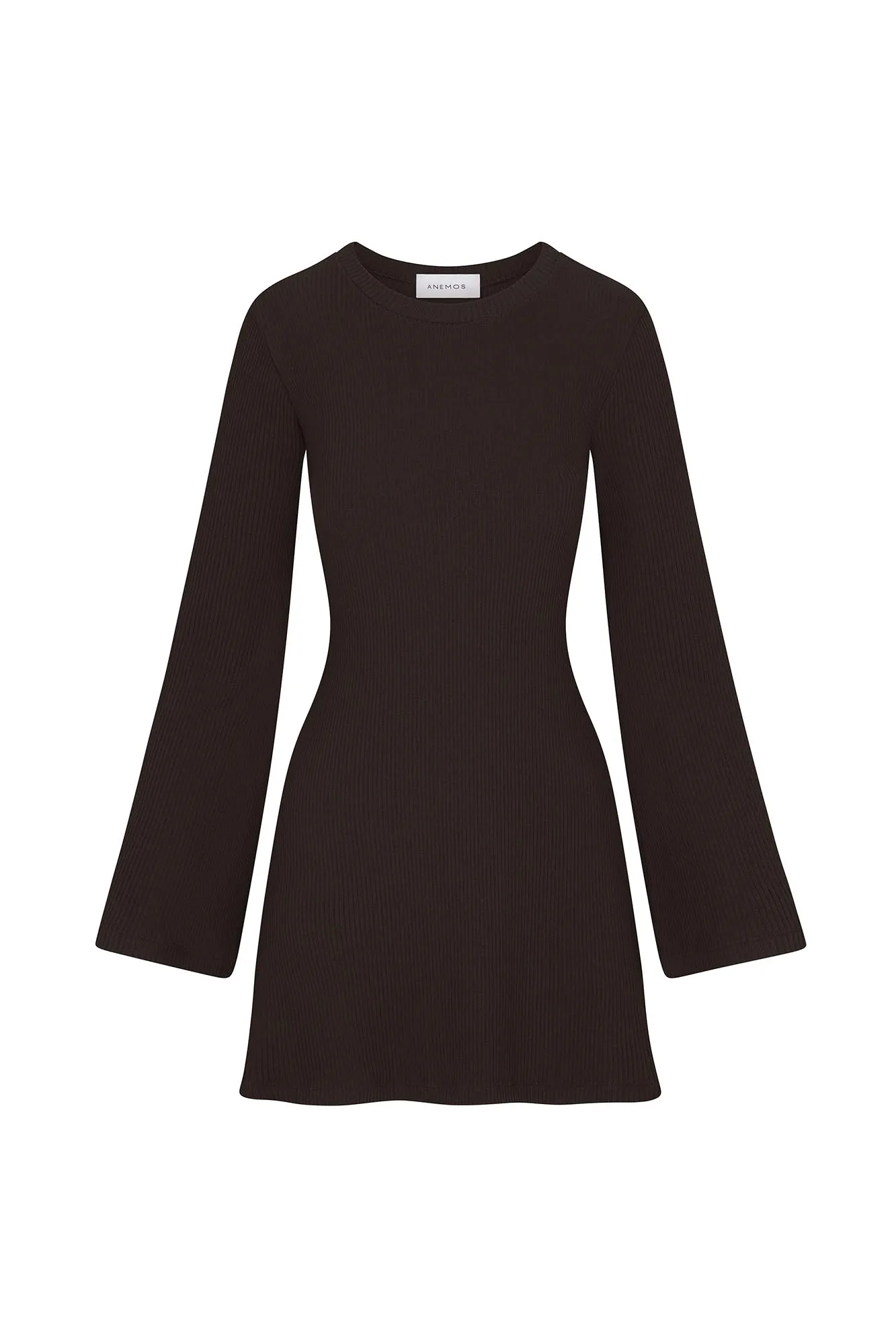 Bell Sleeve Mini Dress in Rib Knit