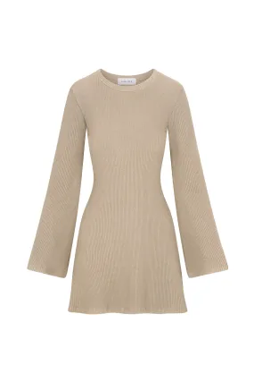 Bell Sleeve Mini Dress in Rib Knit