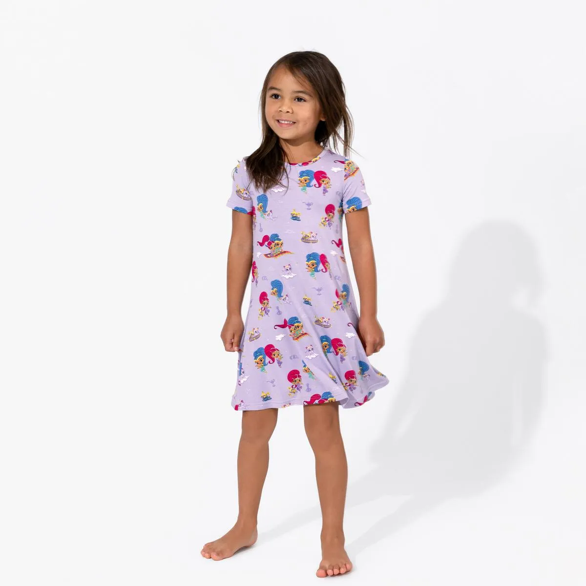 Bellabu Bear Shimmer and Shine Bamboo Girls' Short Sleeve Dress