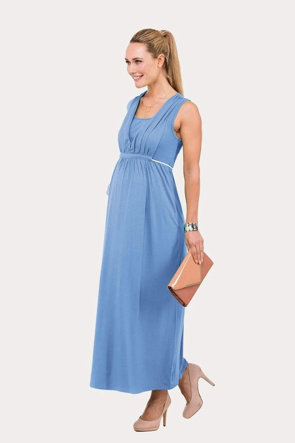 Bettina V-Neck Sleeveless Bamboo Cotton Nursing Dress Perry