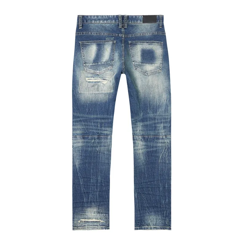 Big and Tall - Distressed Rip & Repair Denim Jeans - Westport Blue