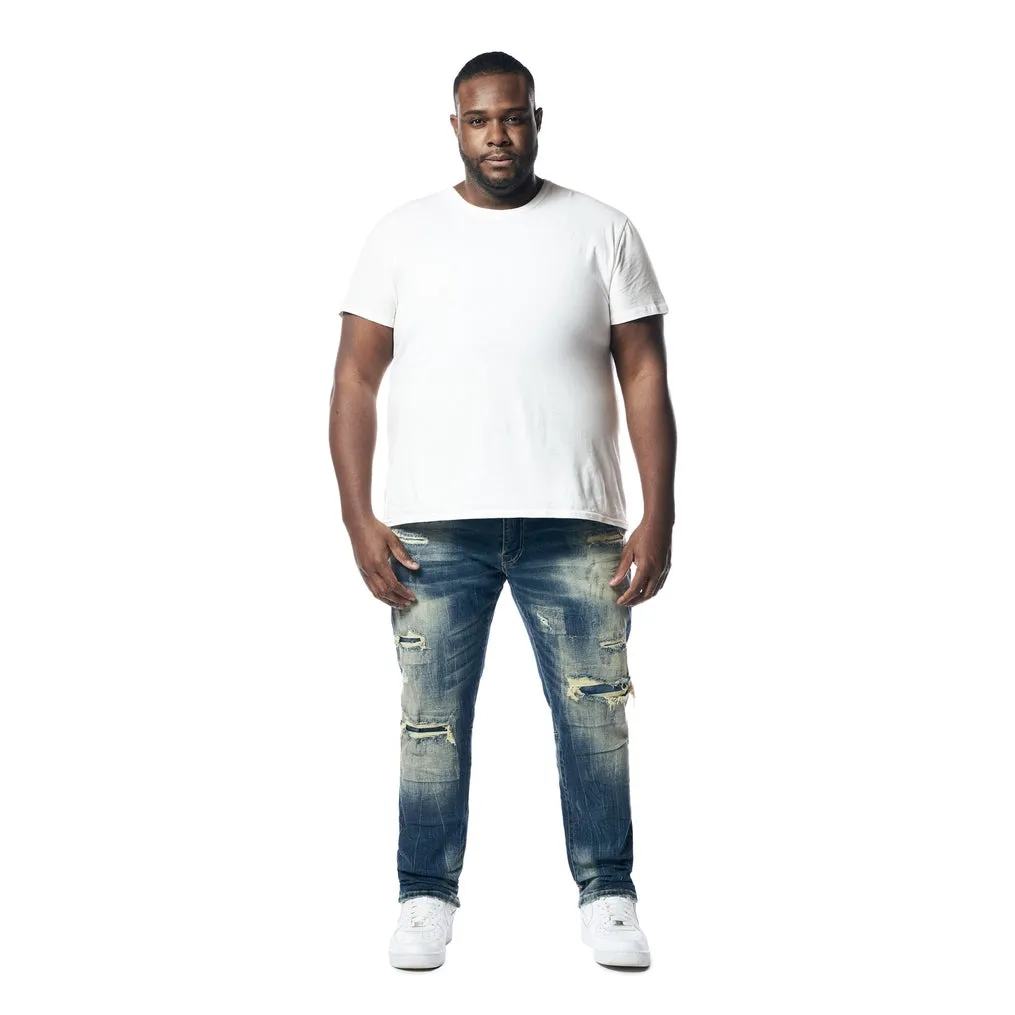 Big and Tall - Distressed Rip & Repair Denim Jeans - Westport Blue