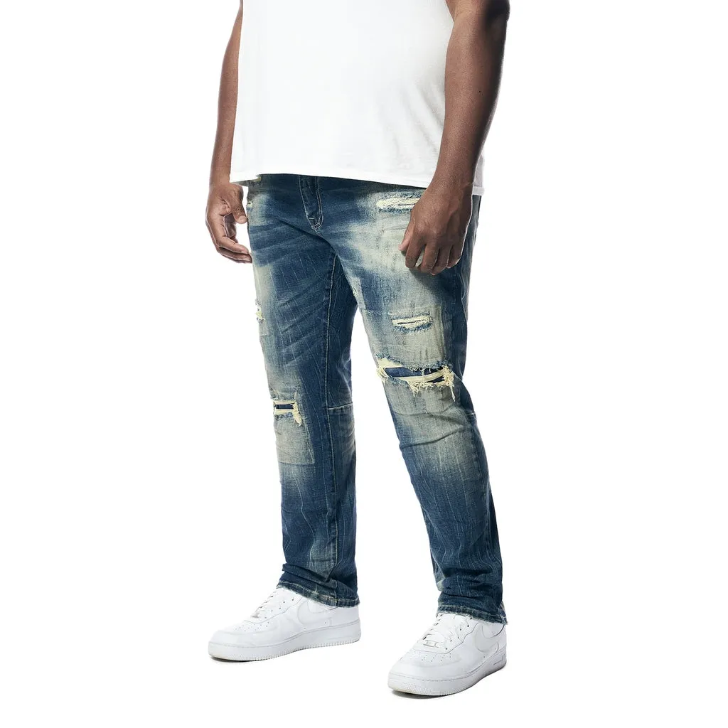 Big and Tall - Distressed Rip & Repair Denim Jeans - Westport Blue