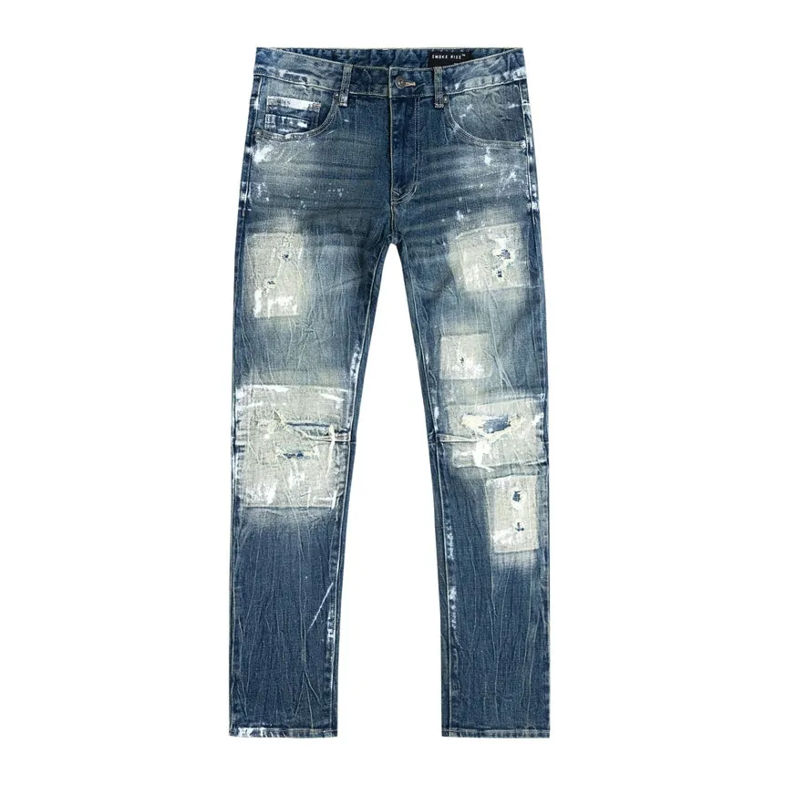 Big and Tall Patch Washed Jeans - Alley Blue