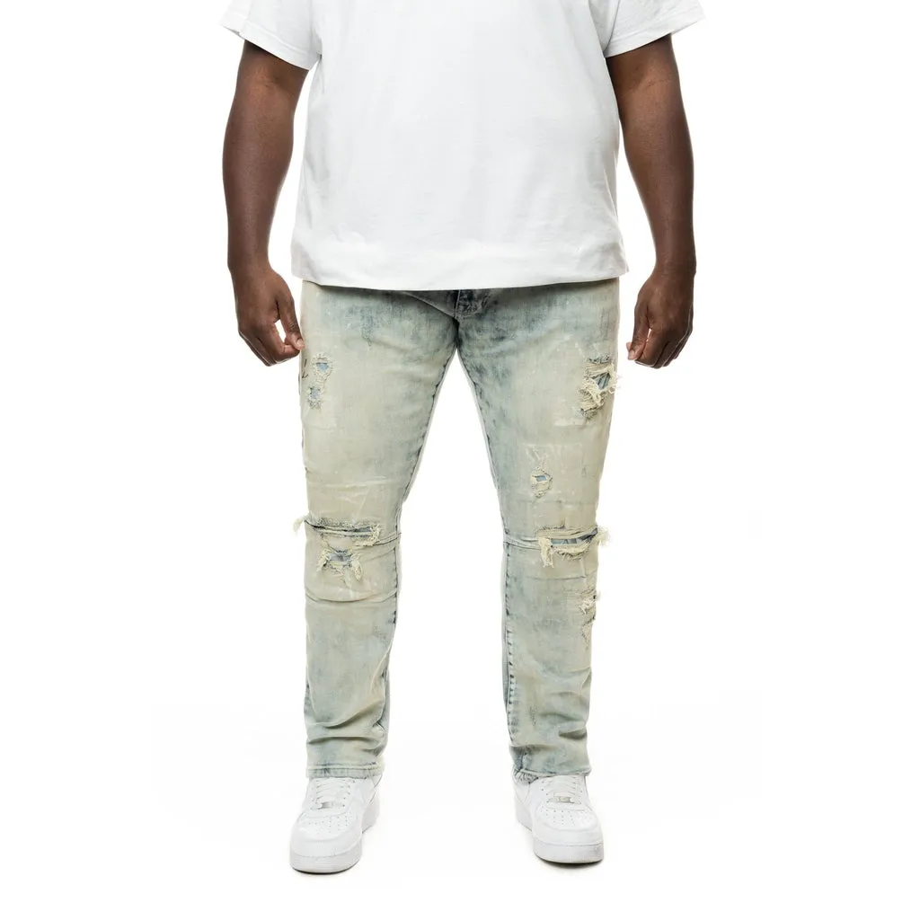 Big and Tall Patch Washed Jeans- Mojave Blue