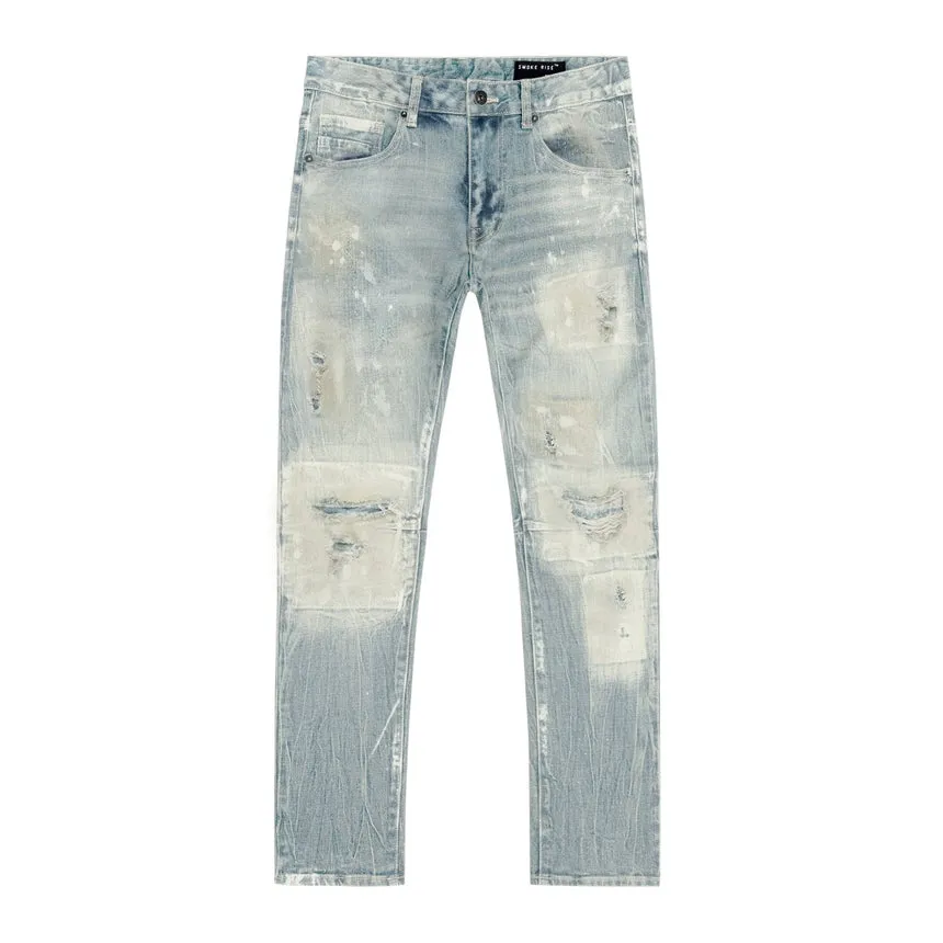 Big and Tall Patch Washed Jeans- Mojave Blue