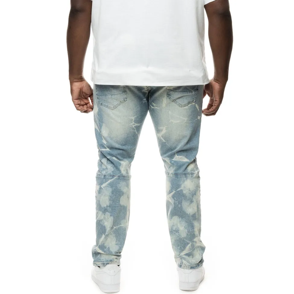 Big and Tall - Rip & Repaired Lightning Washed Denim Jeans - Bergen Blue