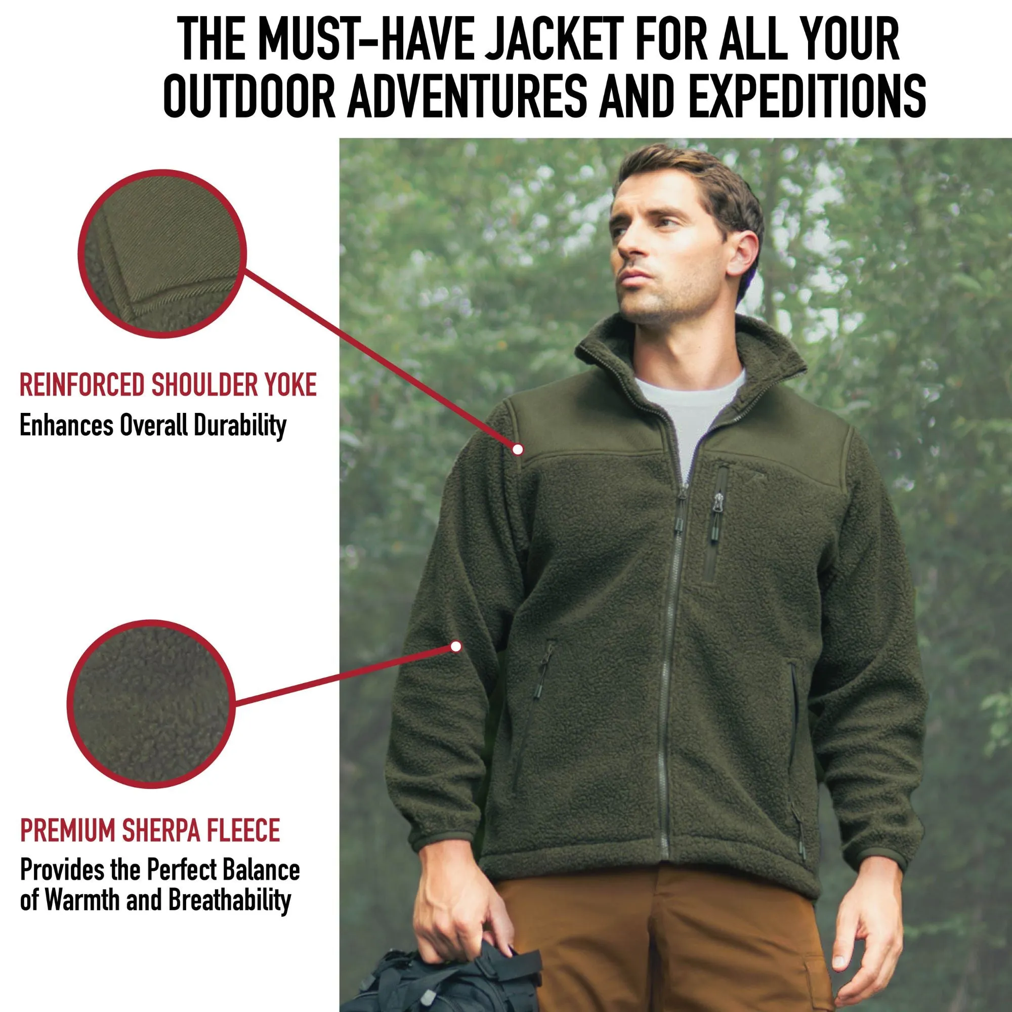 Black - Trailsman Sherpa Fleece Jacket - Men's Fleece Jacket