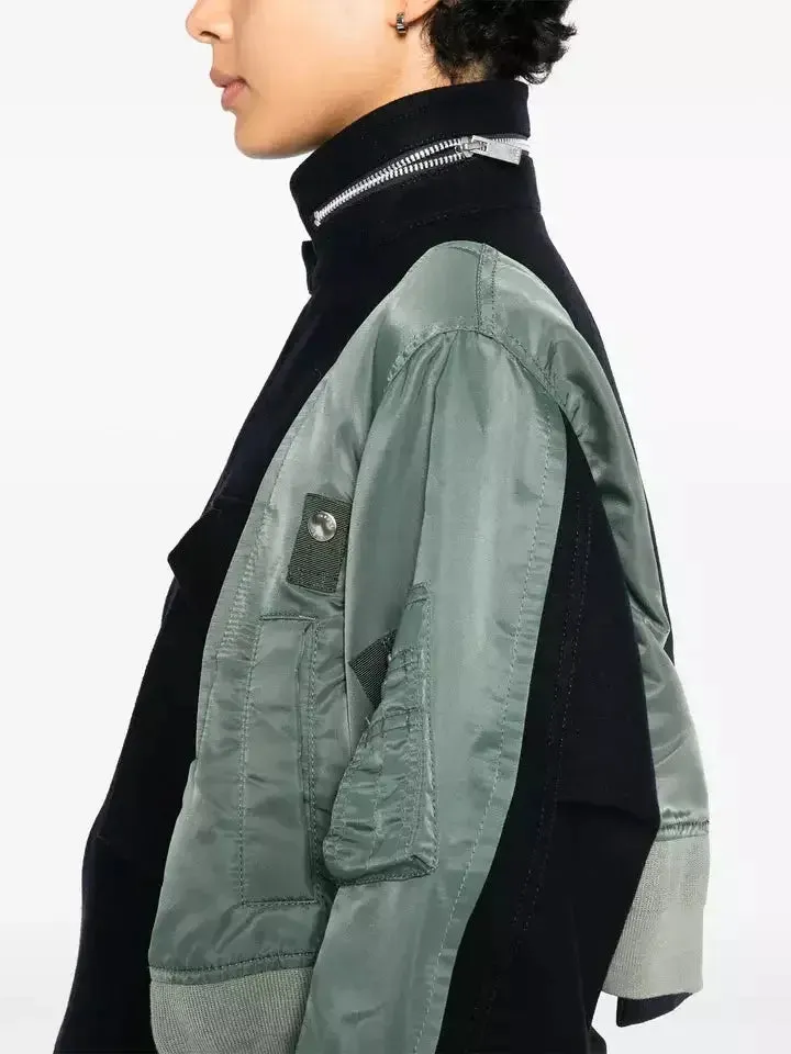 Boxy Paneled Two-Tone Bomber Jacket