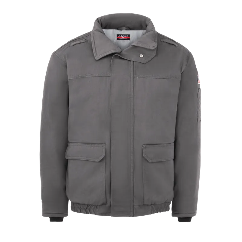 Bulwark, Men's Heavyweight FR Insulated Bomber Jacket, JLR8, FR 7oz, Cat3, Gray