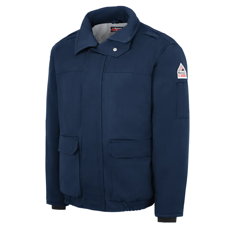 Bulwark, Men's Heavyweight FR Insulated Bomber Jacket, JLR8, FR 7oz, Cat3, Navy