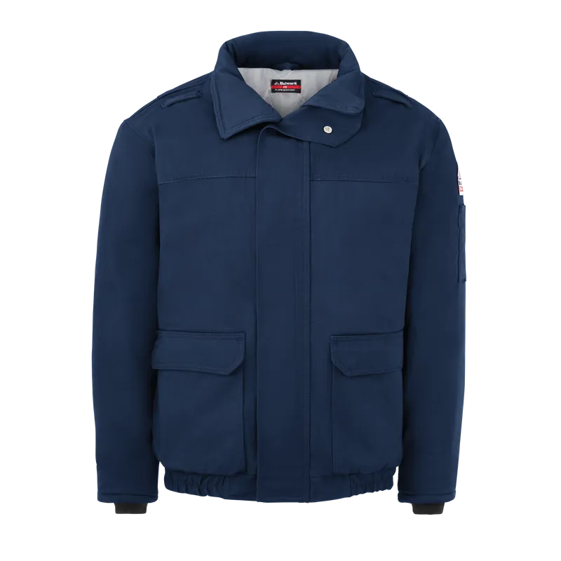 Bulwark, Men's Heavyweight FR Insulated Bomber Jacket, JLR8, FR 7oz, Cat3, Navy