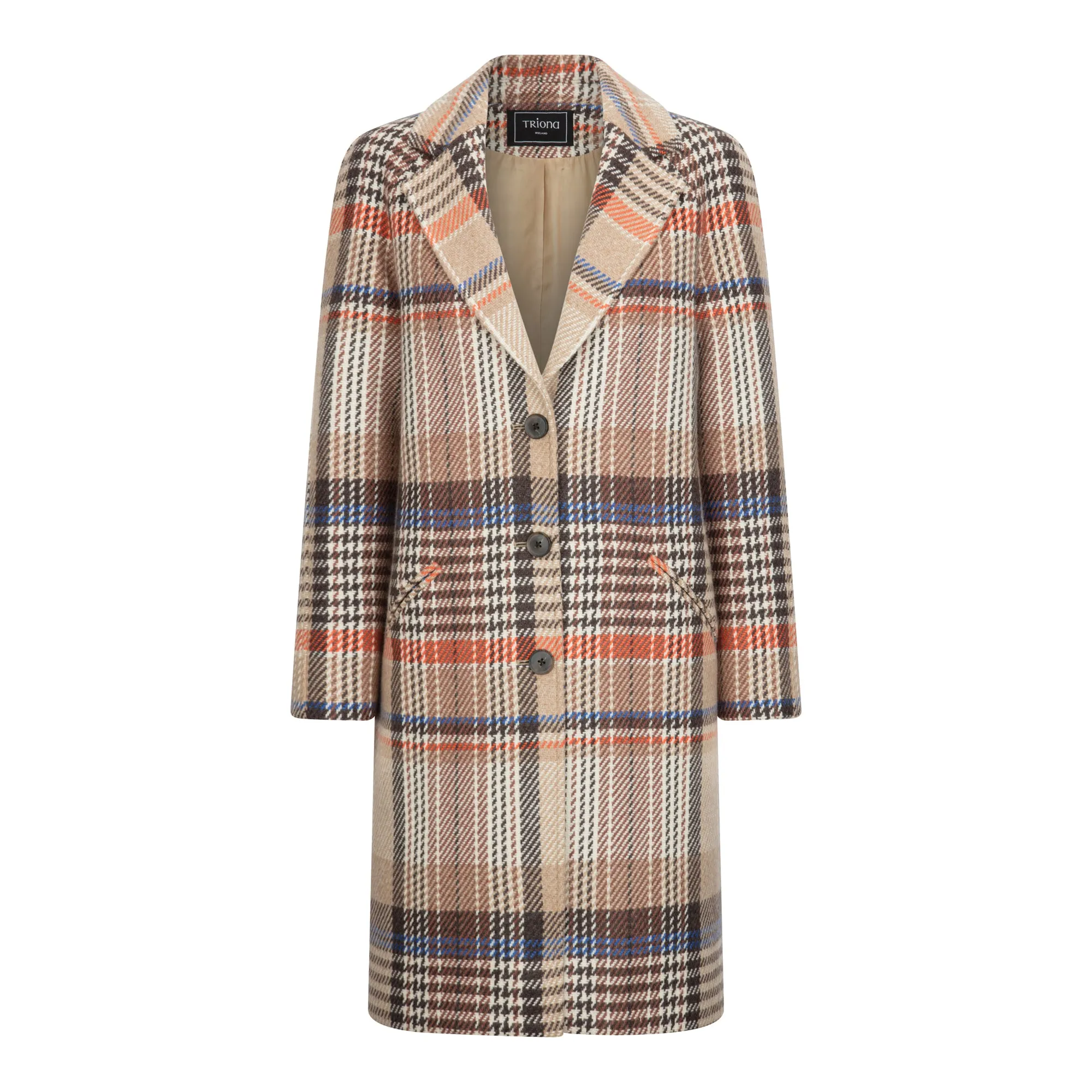 Camel Check Saoirse Cashmere Blend Coat