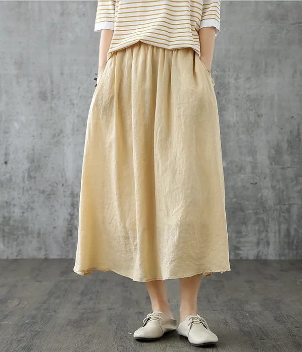 Casual Cotton linen loose fitting Women's Skirts  05102