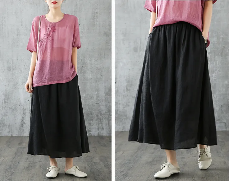 Casual Cotton linen loose fitting Women's Skirts  05102