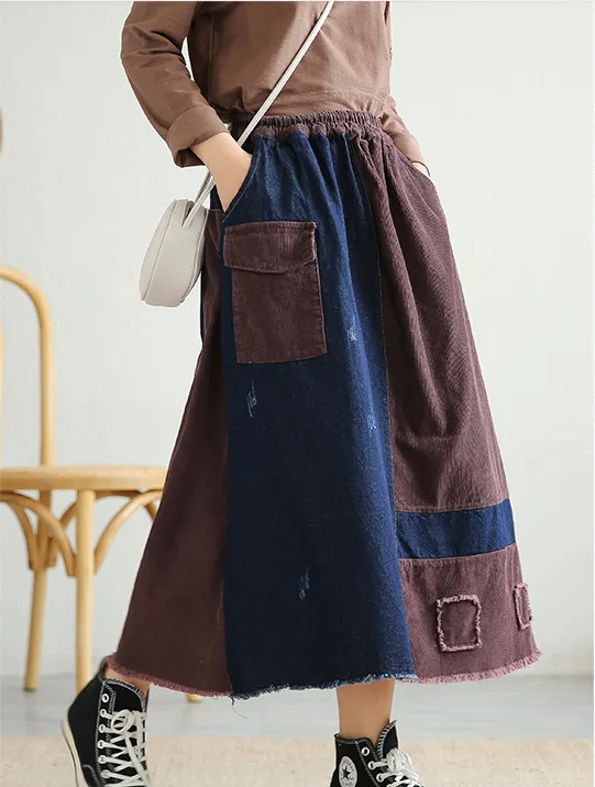 Casual Cotton Linen loose fitting Women's Skirts DZA2006116