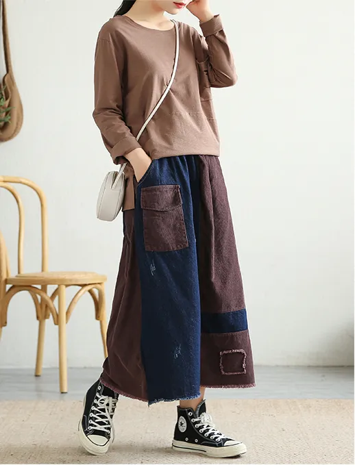 Casual Cotton Linen loose fitting Women's Skirts DZA2006116