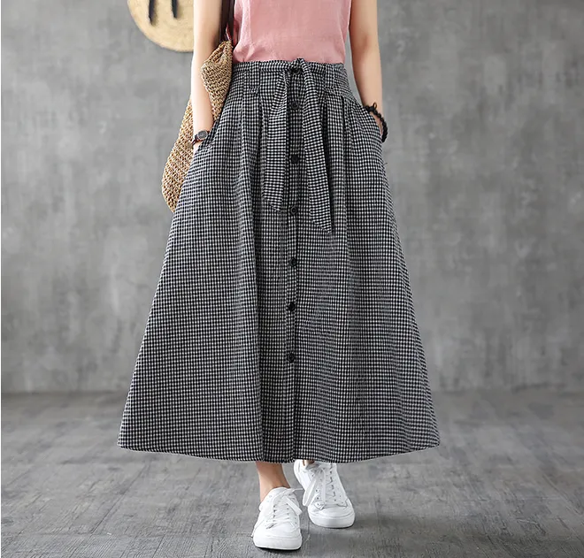 Casual Cotton Linen  loose fitting Women's Skirts  DZA200619