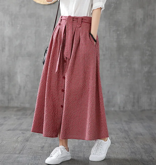 Casual Cotton Linen  loose fitting Women's Skirts  DZA200619