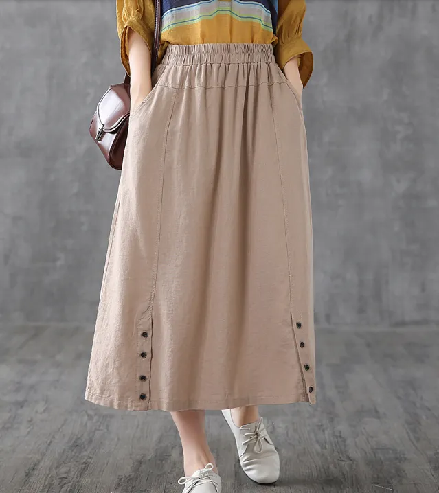 Casual Cotton Linen  loose fitting Women's Skirts  DZA200624