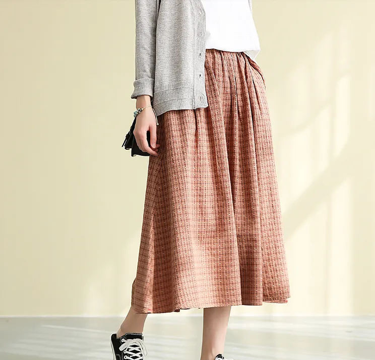 Casual Cotton Linen loose fitting Women's Skirts DZA2007128