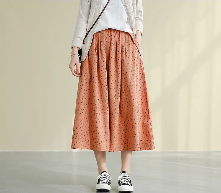 Casual Cotton Linen loose fitting Women's Skirts DZA2007128