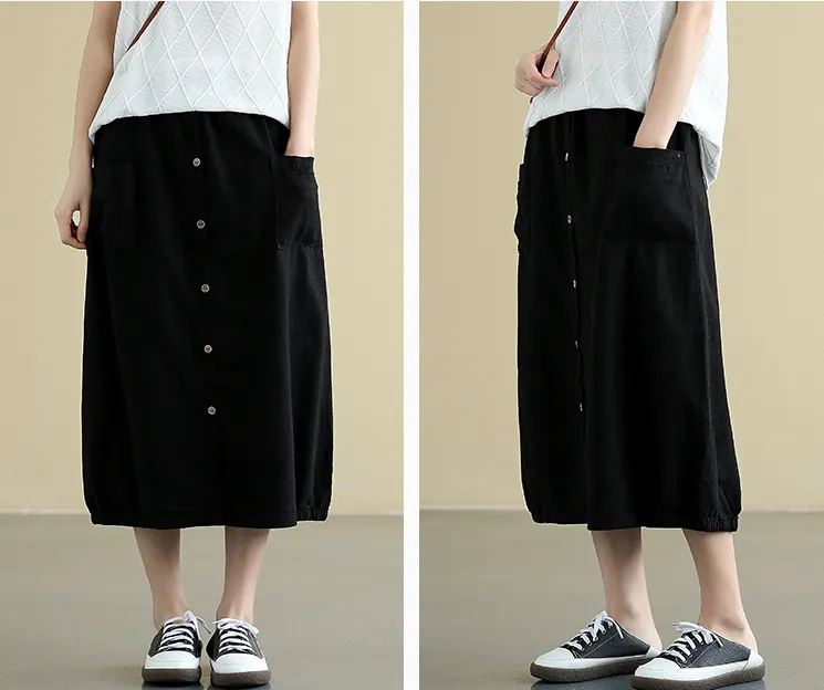 Casual Cotton Linen loose fitting Women's Skirts DZA2007214