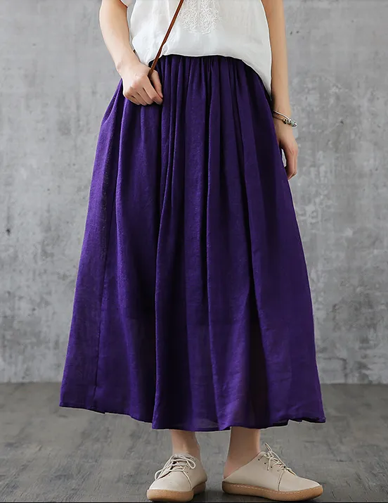 Casual Cotton Linen loose fitting Women's Skirts DZA200841