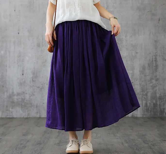 Casual Cotton Linen loose fitting Women's Skirts DZA200841