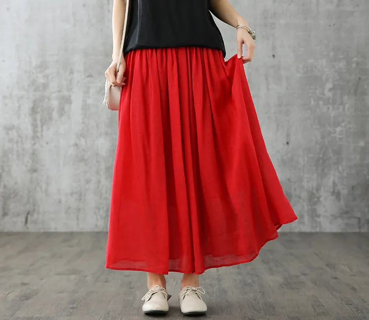 Casual Cotton Linen loose fitting Women's Skirts DZA200841