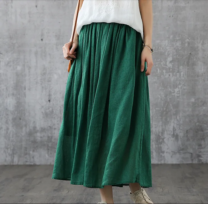 Casual Cotton Linen loose fitting Women's Skirts DZA200841