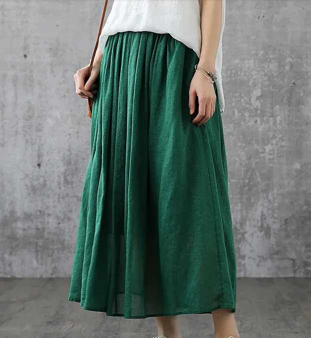 Casual Cotton Linen loose fitting Women's Skirts DZA200841