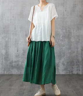 Casual Cotton Linen loose fitting Women's Skirts DZA200841