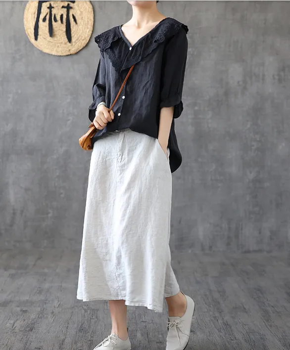 Casual Linen  loose fitting Women's Skirts  DZA200623