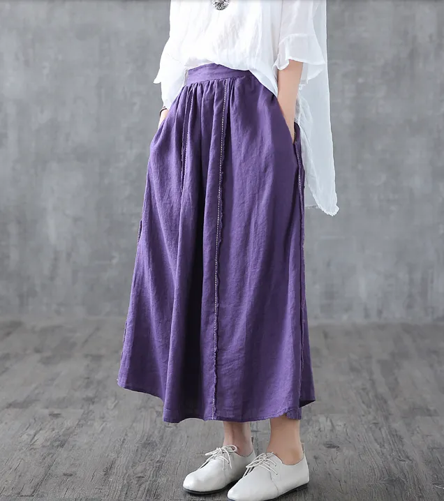 Casual Linen  loose fitting Women's Skirts  DZA200633