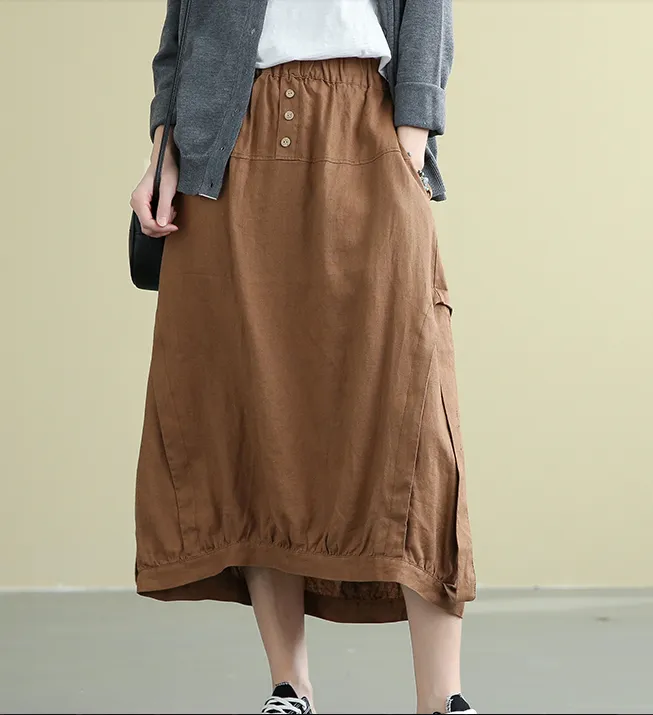 Casual Linen loose fitting Women's Skirts DZA2007192