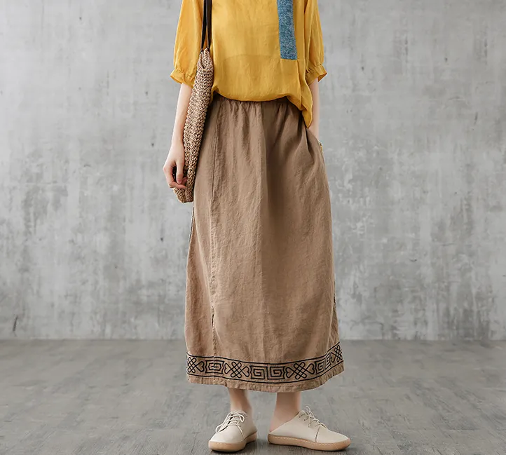 Casual Linen loose fitting Women's Skirts DZA200845