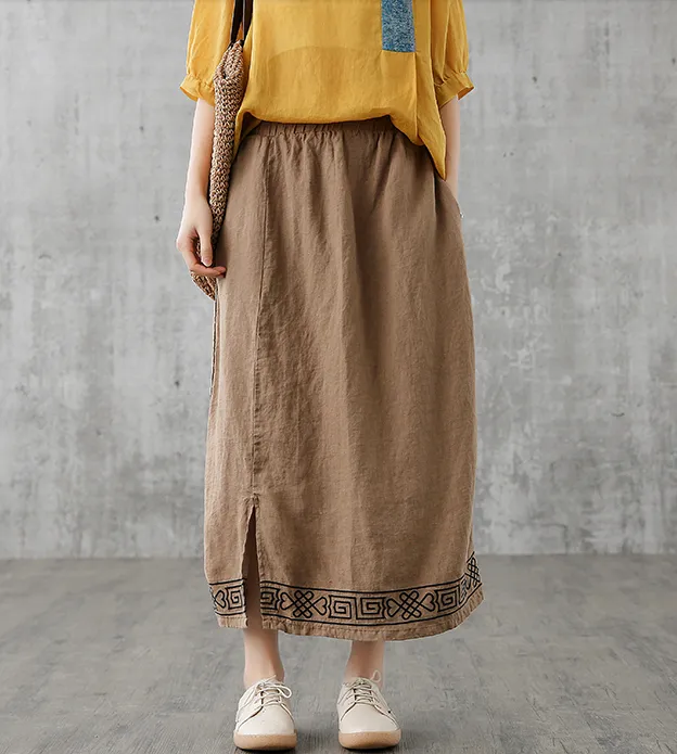 Casual Linen loose fitting Women's Skirts DZA200845