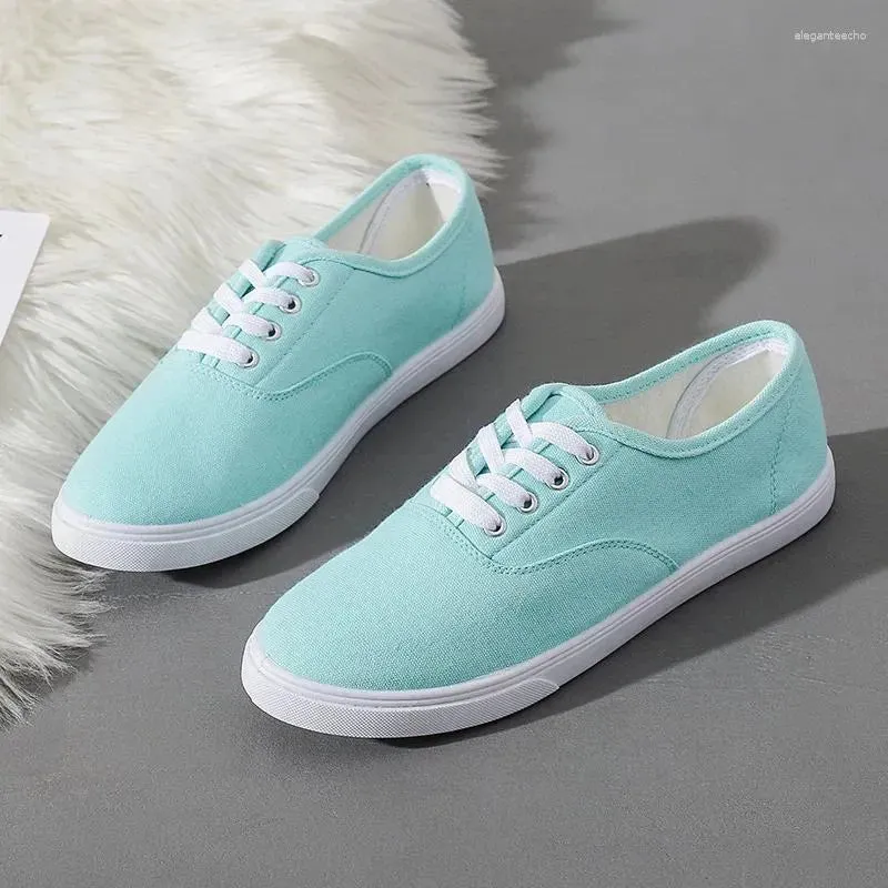 Casual Shoes  Autumn Loafers Canvas Shoe Sneakers For Women Breathable Women's Lace Up Solid Color Woman 35-41