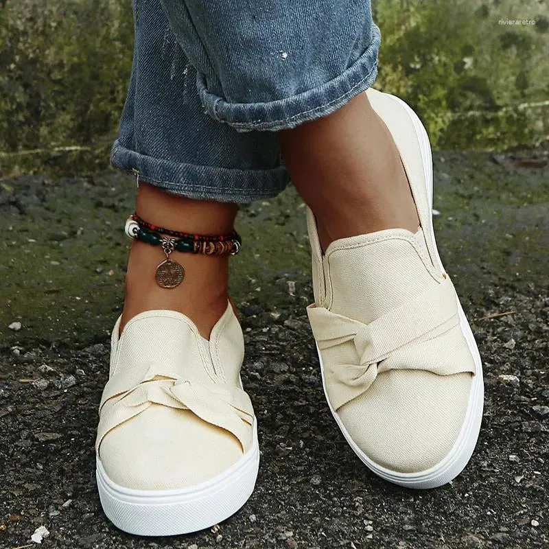 Casual Shoes Rimocy Breathable Canvas Flats Women Summer Solid Color Slip-on Flat Heels Sneakers Woman Comfort Wild Walking